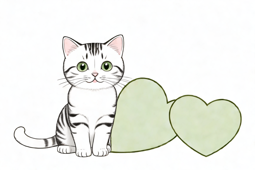 cat and hearts